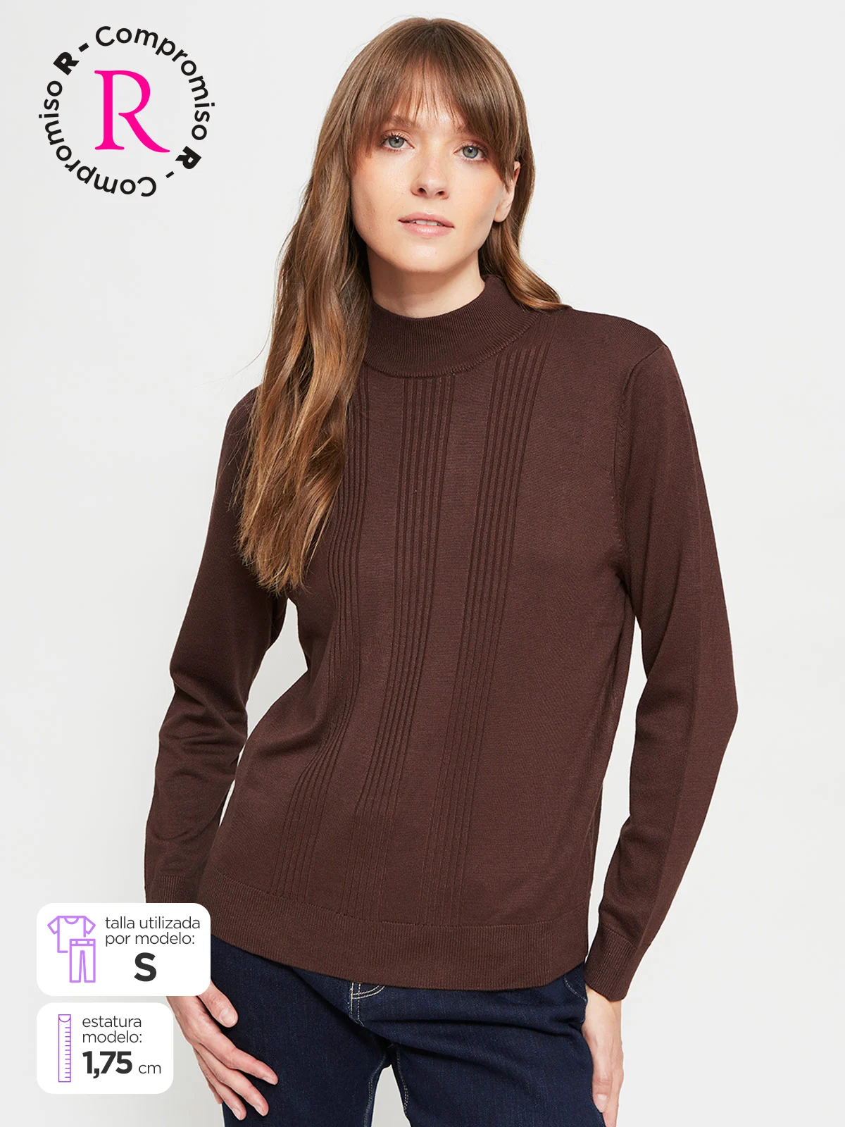 SWEATER MUJER AZIZ CUELLO MOCK BÁSICO