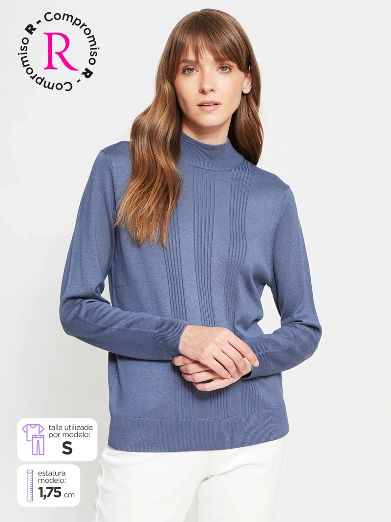 SWEATER MUJER AZIZ CUELLO MOCK BÁSICO - 1