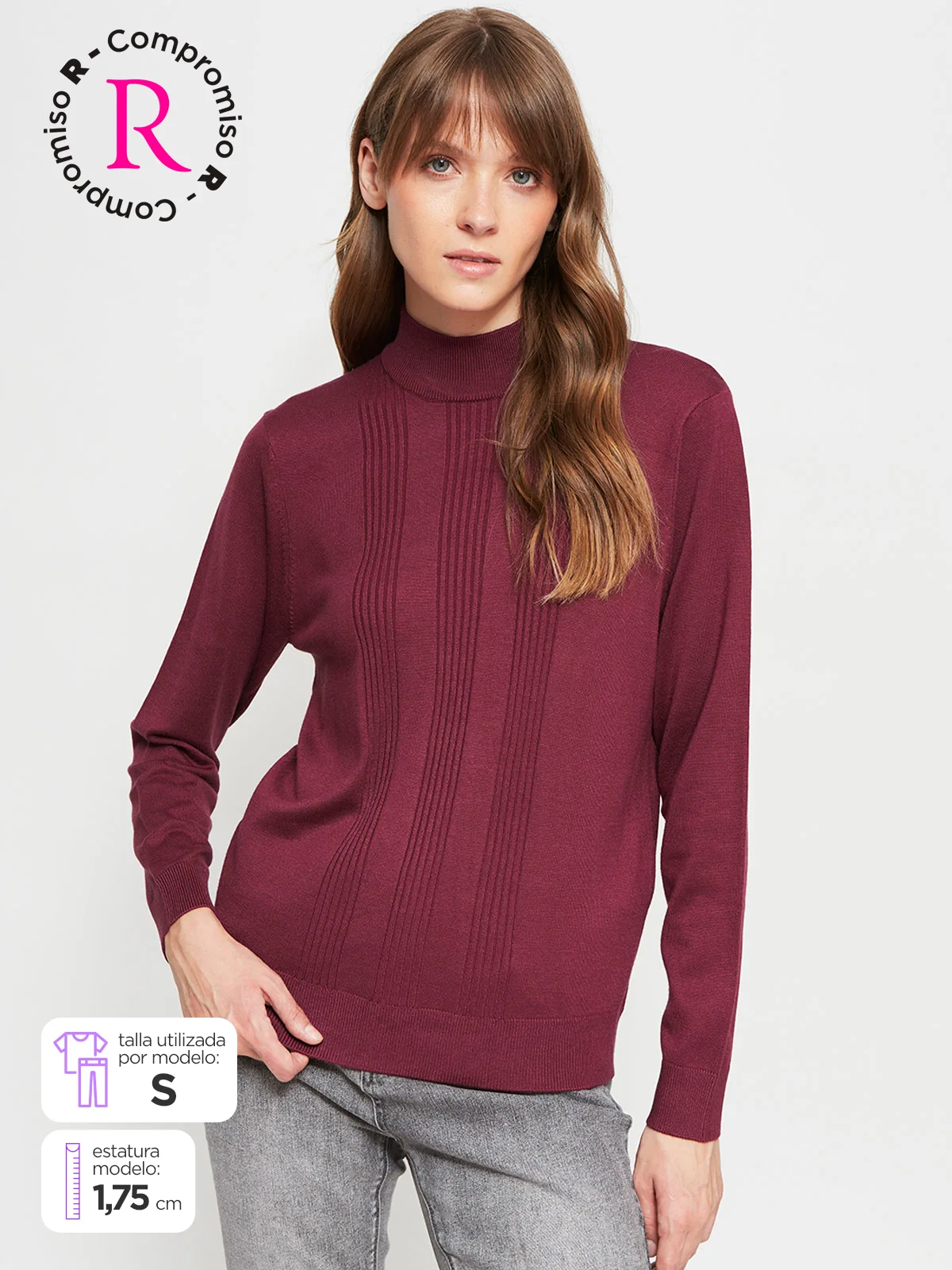 SWEATER MUJER AZIZ CUELLO MOCK BÁSICO - 1