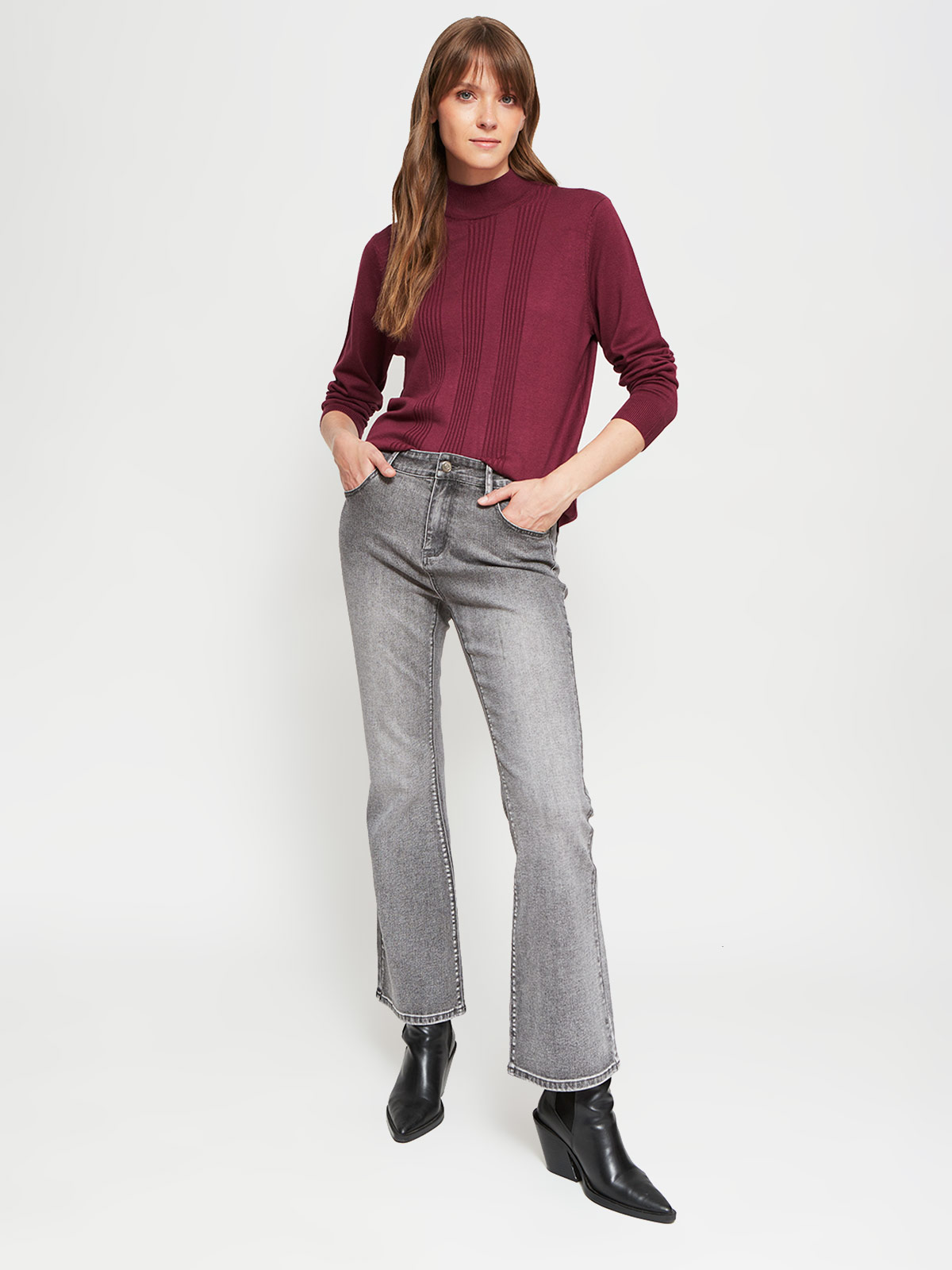 SWEATER MUJER AZIZ CUELLO MOCK BÁSICO - 4