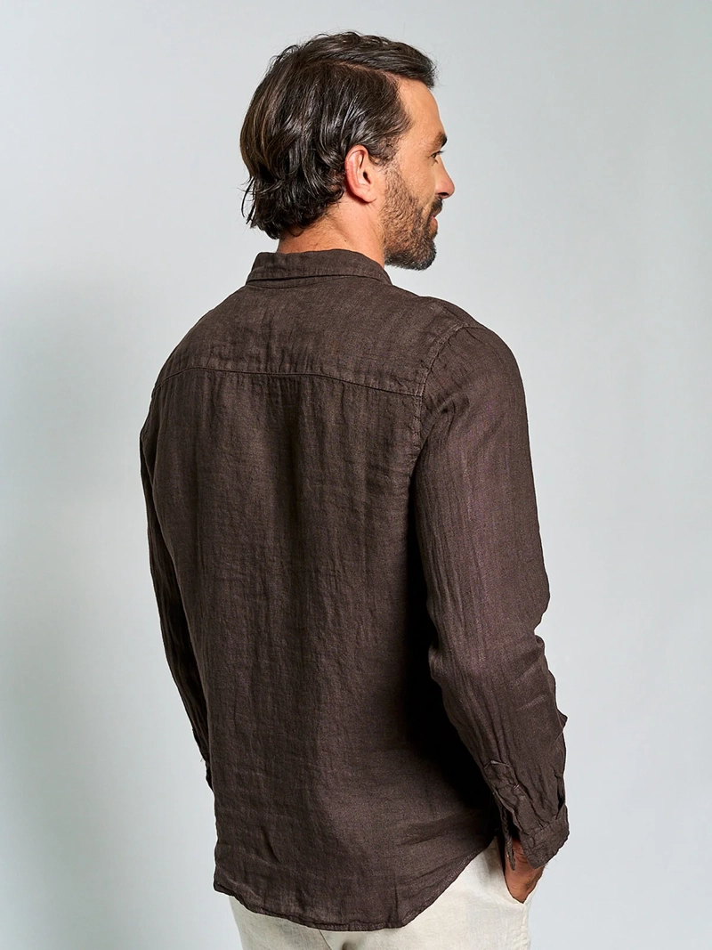 CAMISA HOMBRE SPAVALDI LINO CUELLO CAMISERO MANGA LARGA - 2