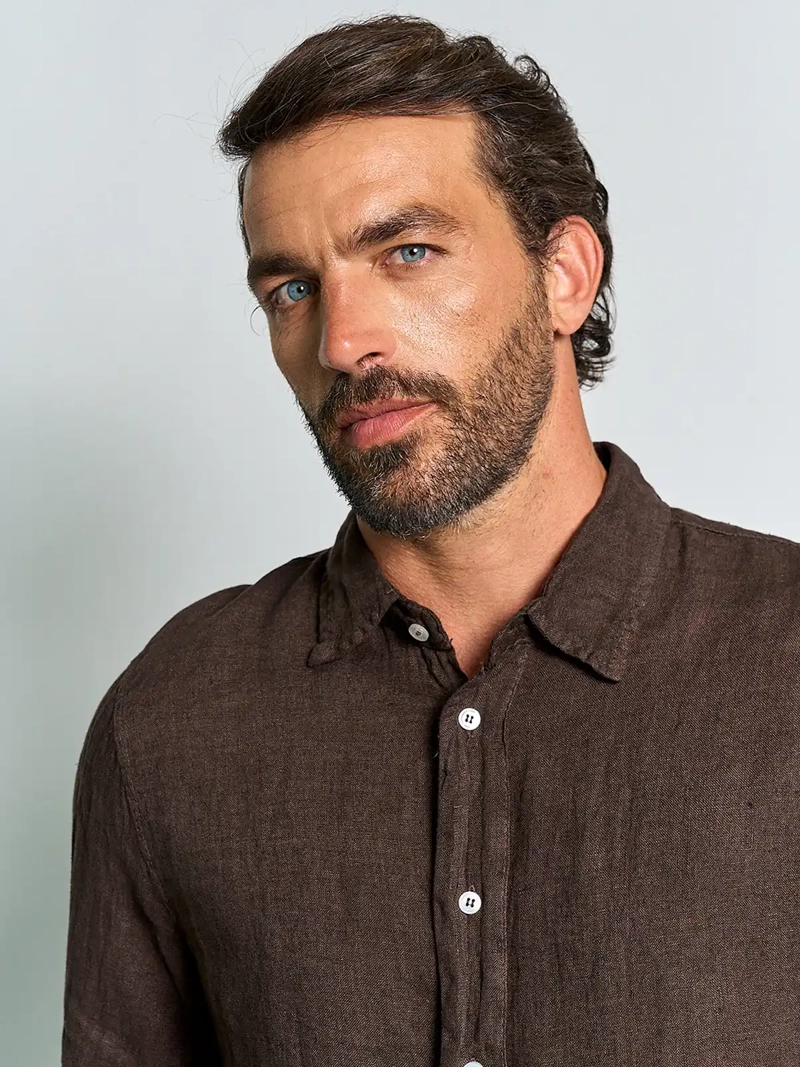CAMISA HOMBRE SPAVALDI LINO CUELLO CAMISERO MANGA LARGA - 3