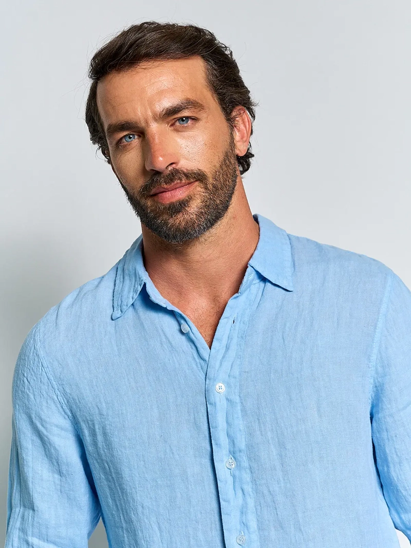 CAMISA HOMBRE SPAVALDI LINO CUELLO CAMISERO MANGA LARGA - 3