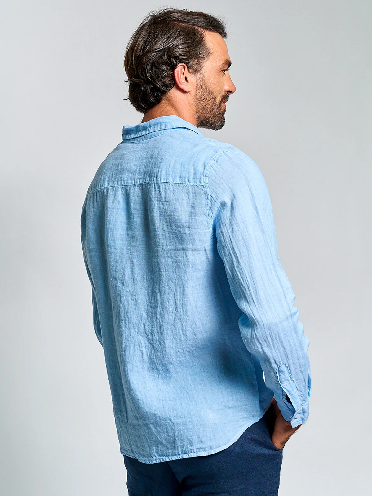 CAMISA HOMBRE SPAVALDI LINO CUELLO CAMISERO MANGA LARGA - 2