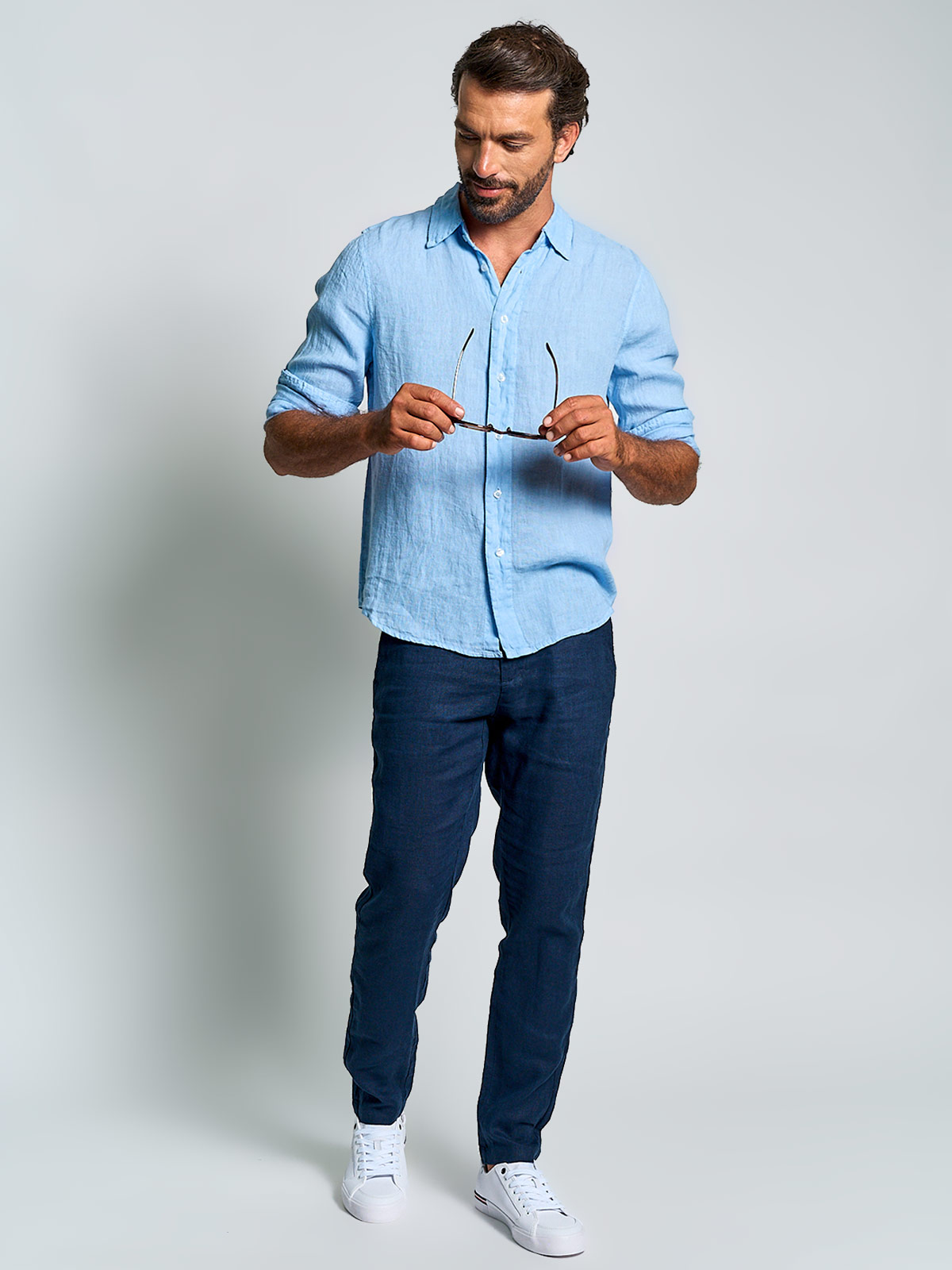 CAMISA HOMBRE SPAVALDI LINO CUELLO CAMISERO MANGA LARGA - 4