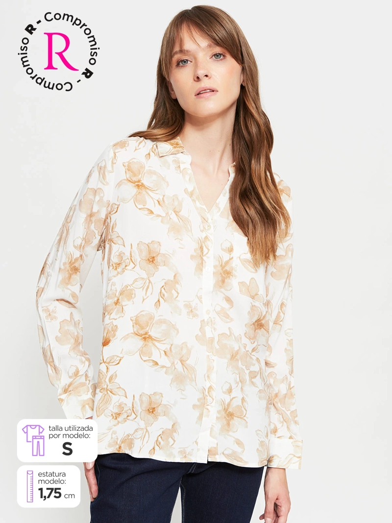 BLUSA MUJER AZIZ MANGA LARGA PRINT VUELOS - 1