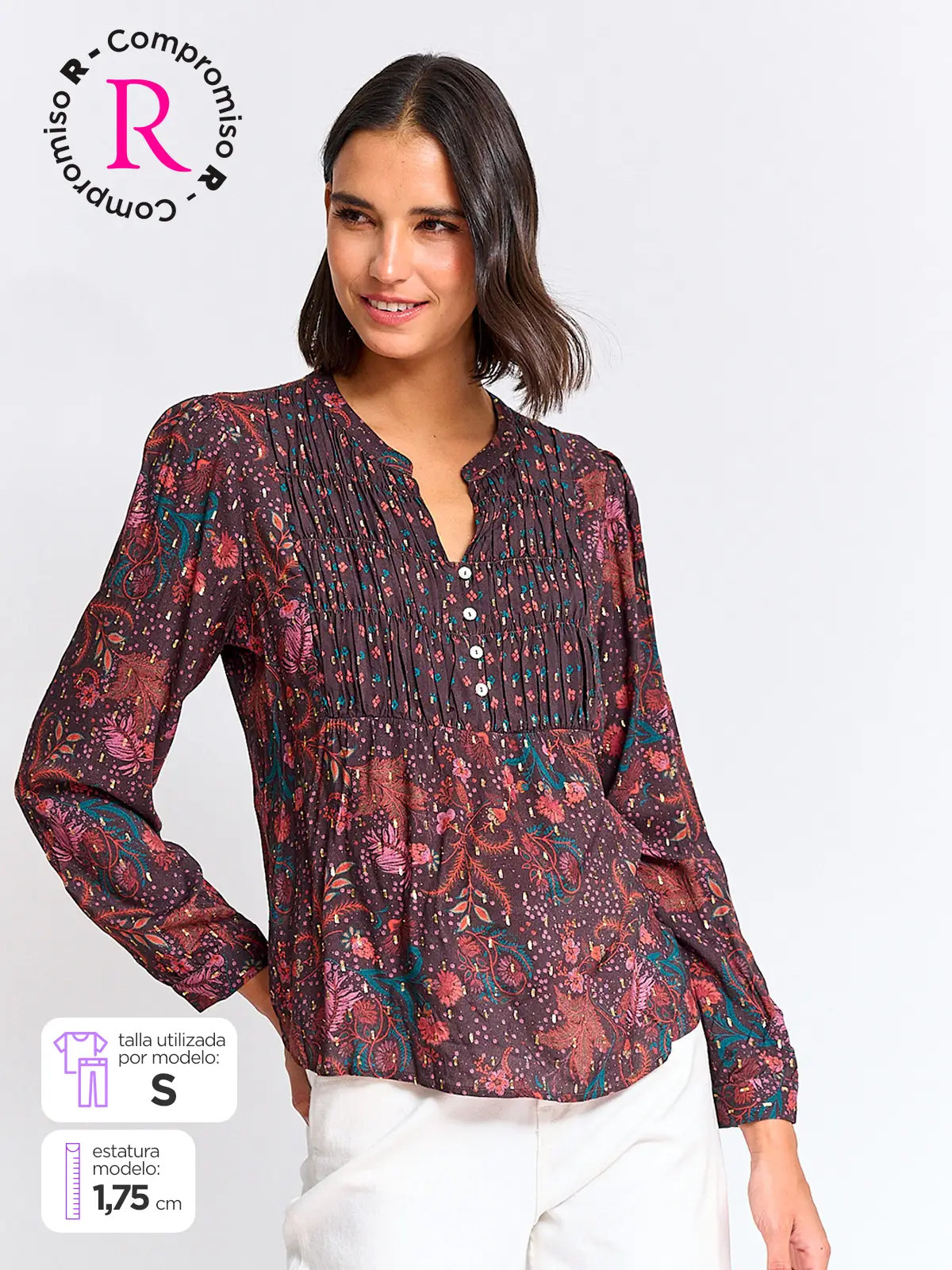 BLUSA MUJER TATIENNE MANGA LARGA ESTAMPADA - 1