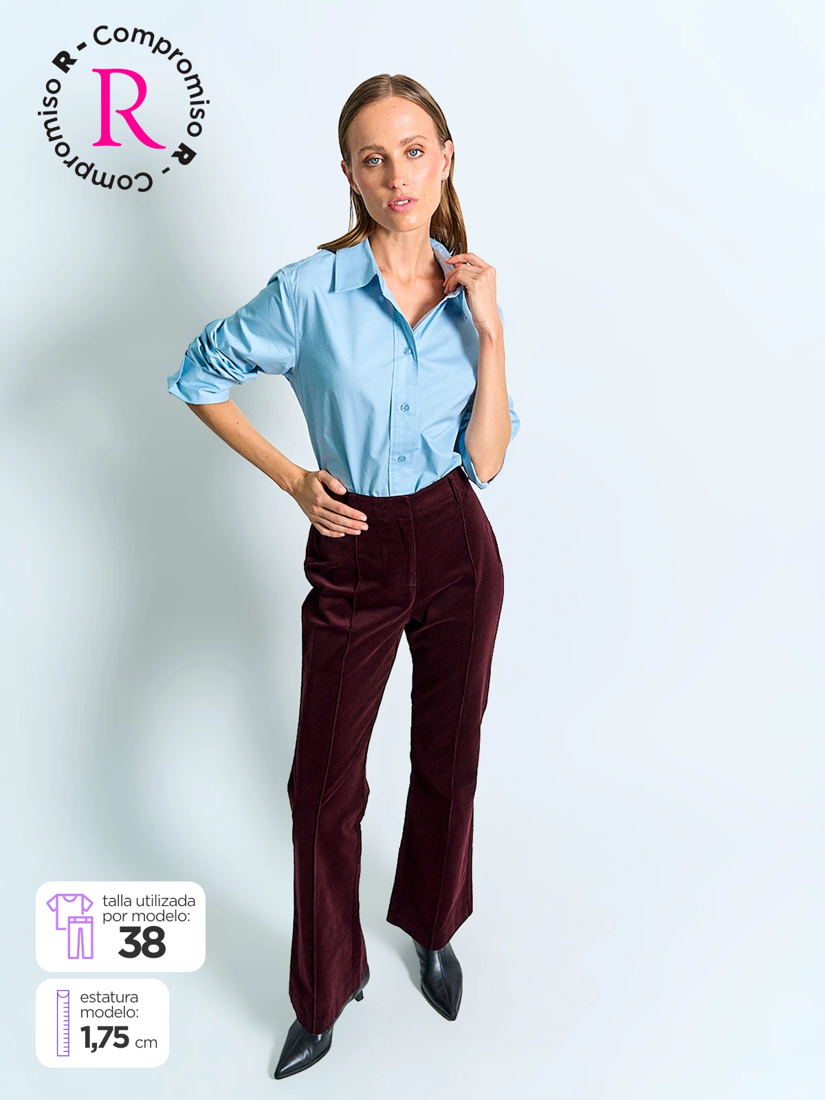 PANTALÓN MUJER MARQUIS ALGODÓN COTELÉ FLARE - 1