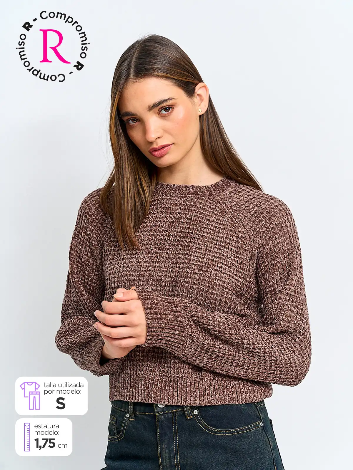 SWEATER MUJER INDEX MANGA LARGA CHENILLE - 1
