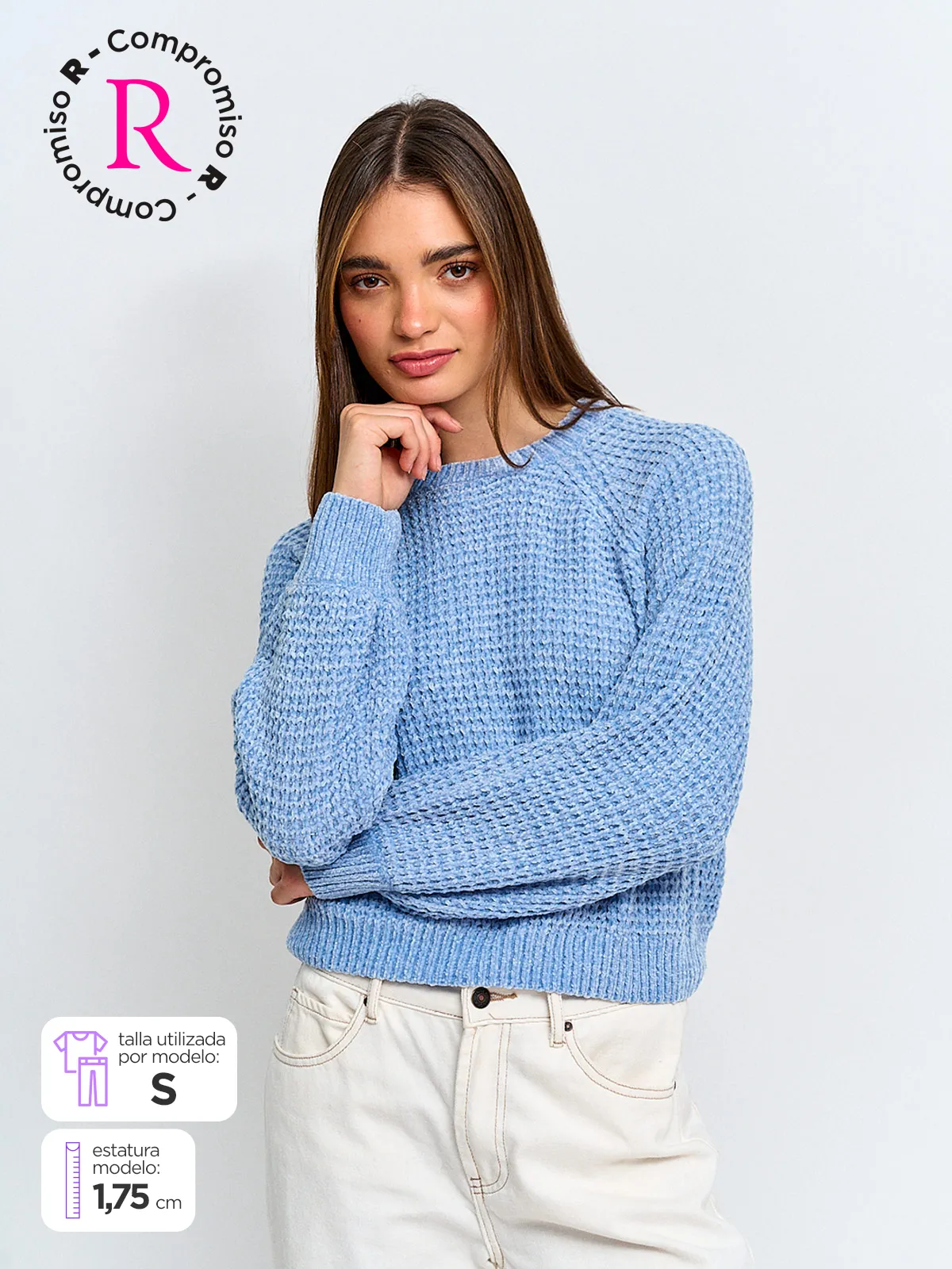 SWEATER MUJER INDEX MANGA LARGA CHENILLE - 1