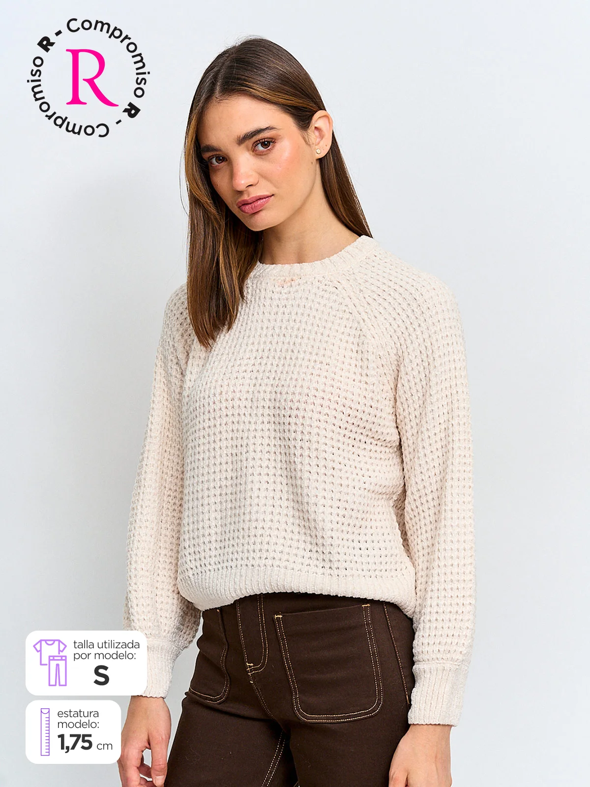 SWEATER MUJER INDEX MANGA LARGA CHENILLE - 1