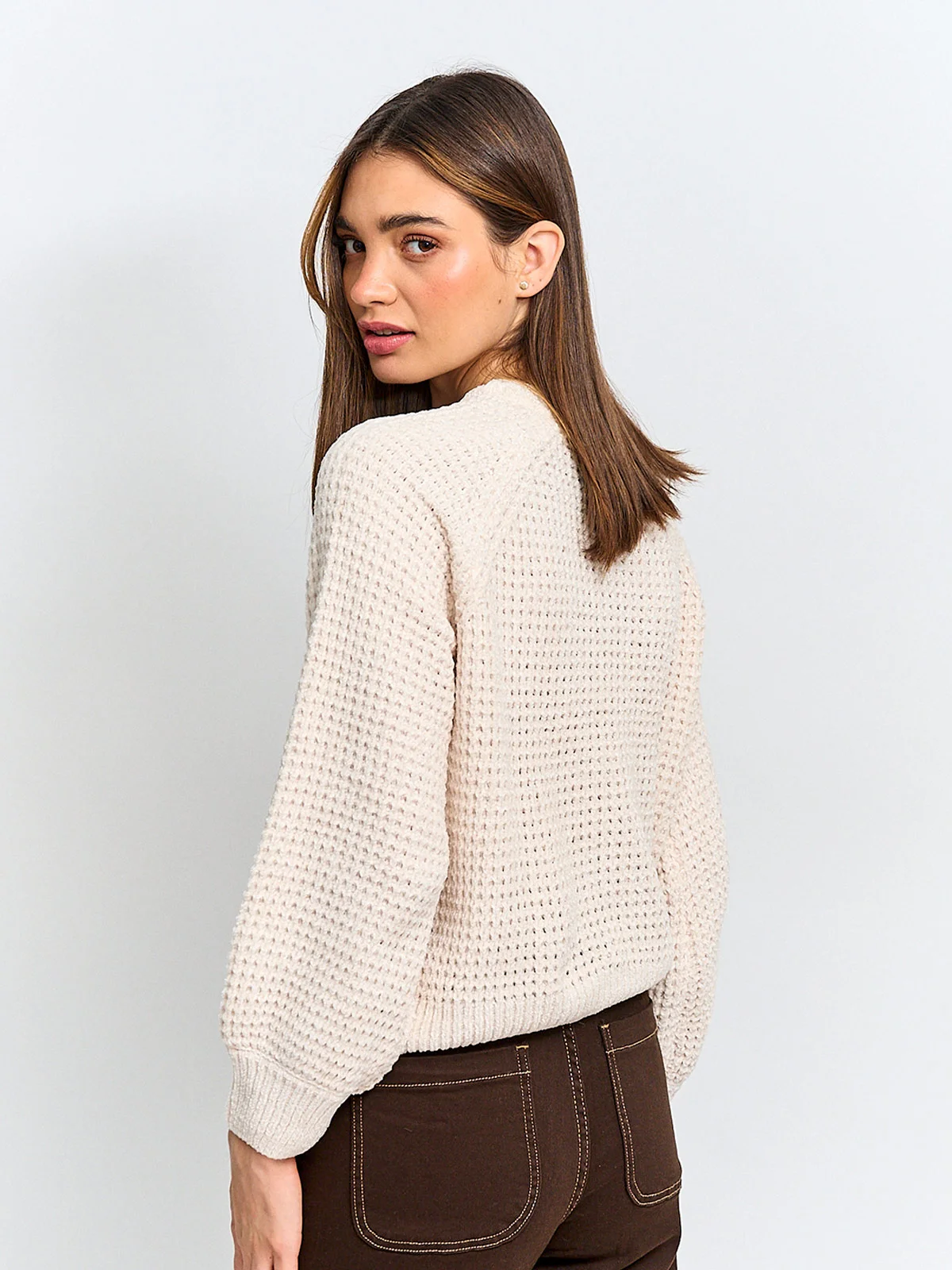 SWEATER MUJER INDEX MANGA LARGA CHENILLE - 2