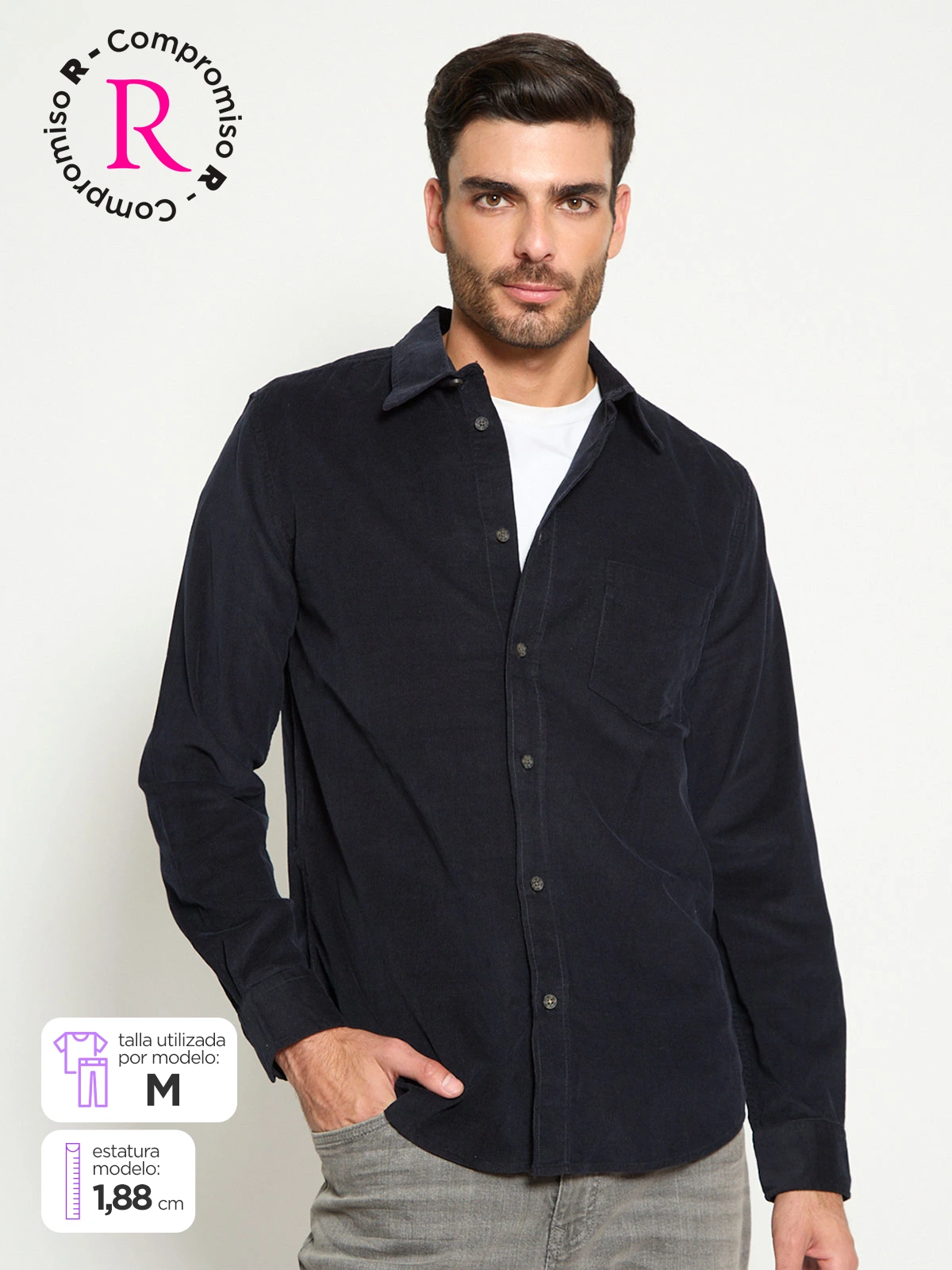 CAMISA HOMBRE KENNETH STEVENS ALGODÓN MANGA LARGA COTELÉ - 1