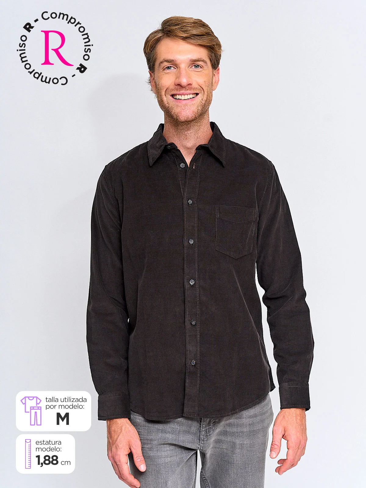 CAMISA HOMBRE KENNETH STEVENS ALGODÓN MANGA LARGA COTELÉ - 1