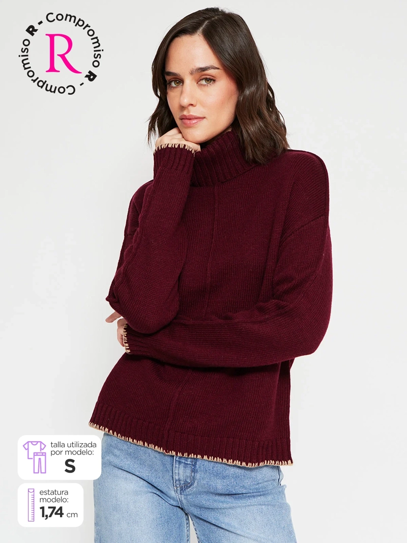 SWEATER MUJER TATIENNE LANA MERINO CUELLO BEATLE - 1