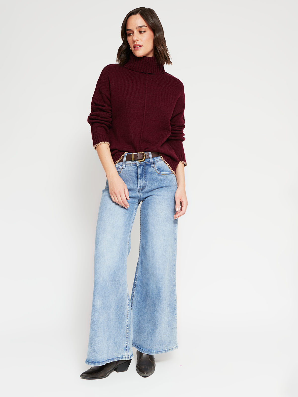 SWEATER MUJER TATIENNE LANA MERINO CUELLO BEATLE - 4