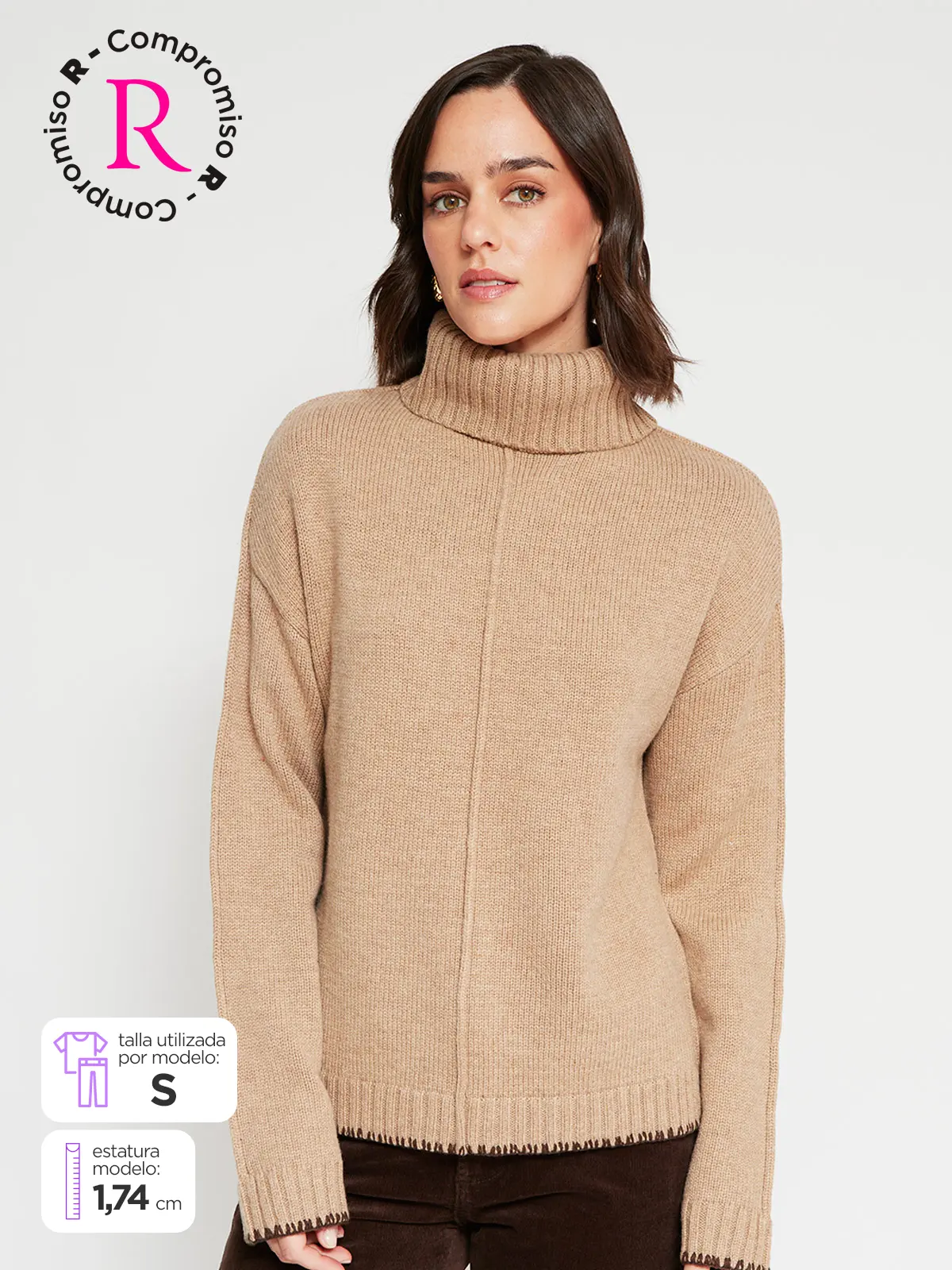 SWEATER MUJER TATIENNE LANA MERINO CUELLO BEATLE - 1