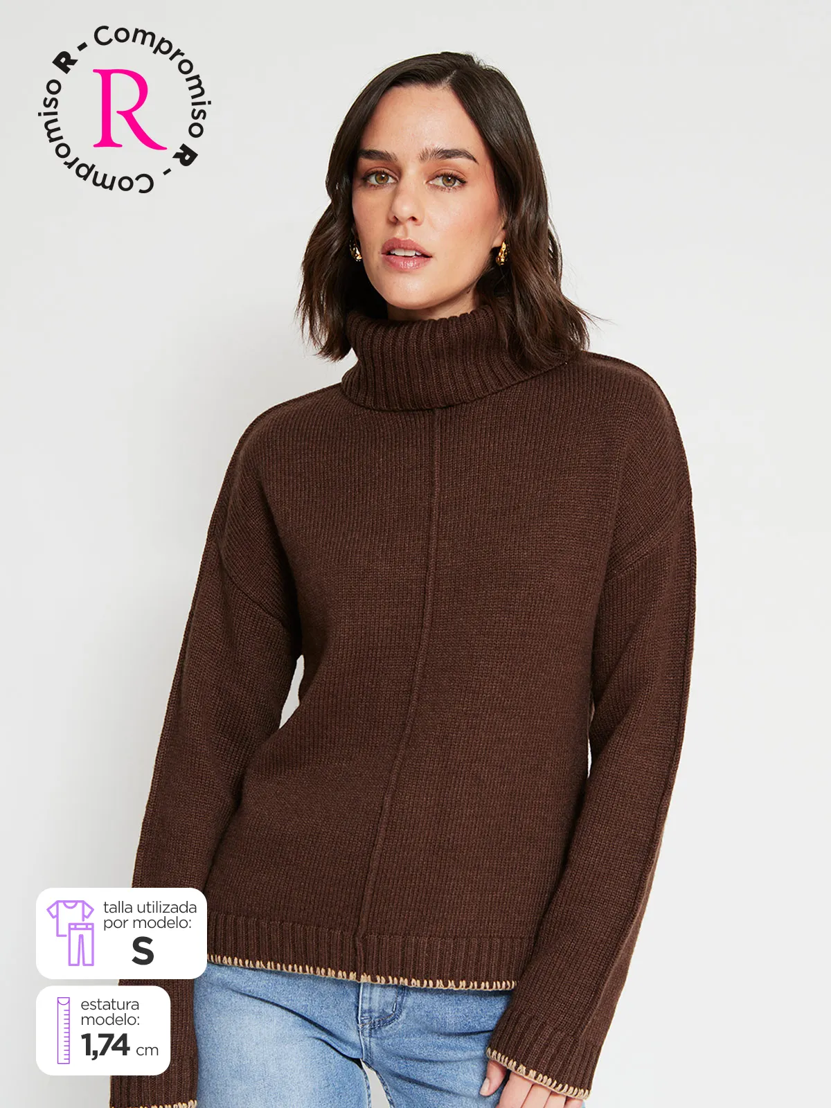SWEATER MUJER TATIENNE LANA MERINO CUELLO BEATLE - 1