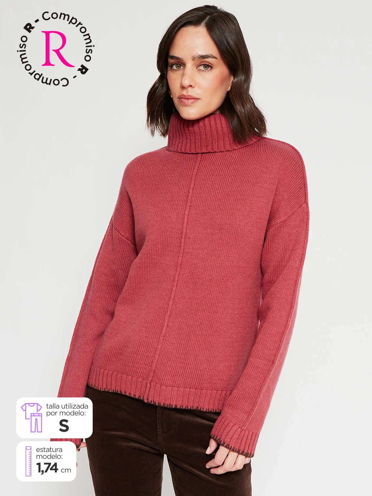 SWEATER MUJER TATIENNE LANA MERINO CUELLO BEATLE - 1