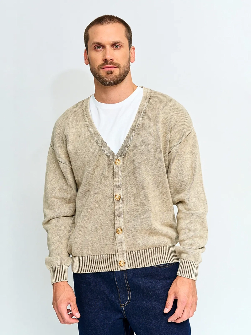 CARDIGAN HOMBRE INDEX ALGODÓN LAVADO - 1