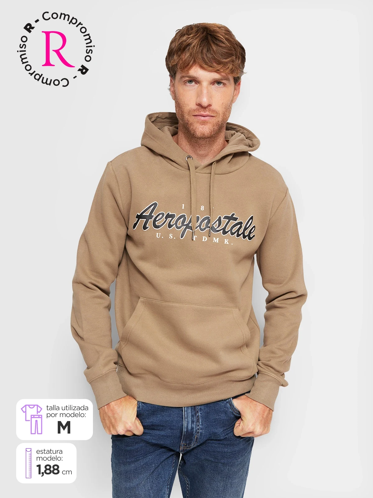 POLERÓN HOMBRE AEROPOSTALE ALGODÓN GORRO ESTAMPADO - 1