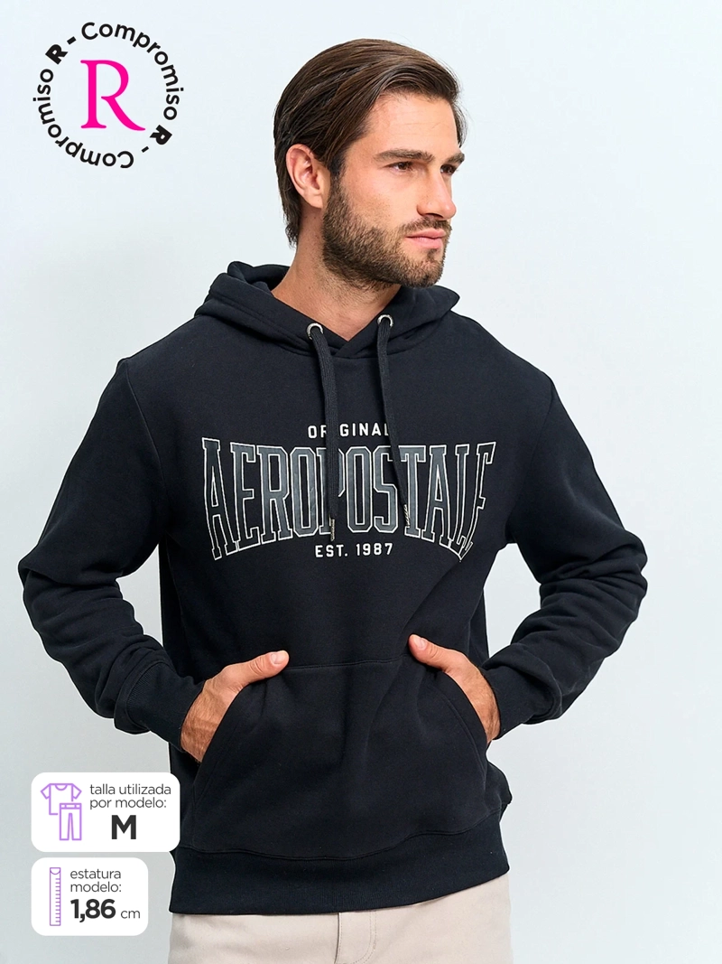 POLERÓN HOMBRE AEROPOSTALE ALGODÓN GORRO ESTAMPADO - 1