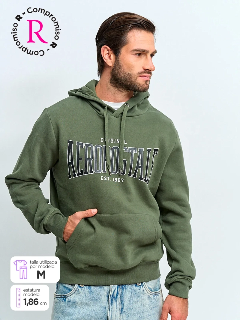 POLERÓN HOMBRE AEROPOSTALE ALGODÓN GORRO ESTAMPADO - 1