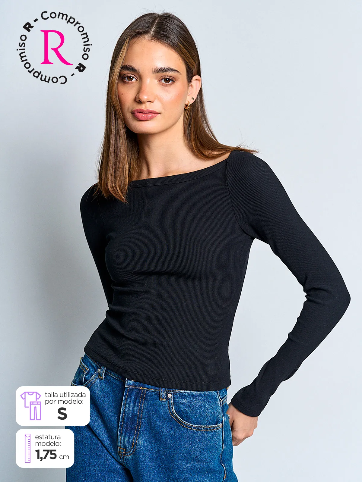 POLERA MUJER INDEX ALGODÓN MANGA LARGA BÁSICA - 1