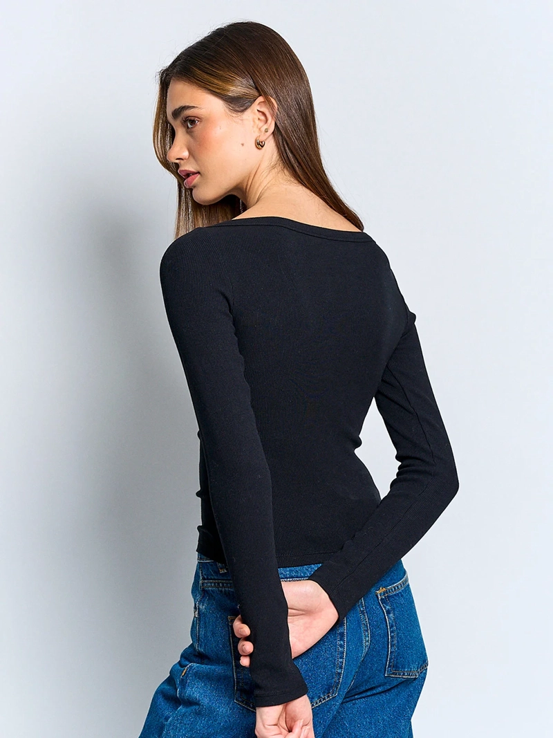 POLERA MUJER INDEX ALGODÓN MANGA LARGA BÁSICA - 2