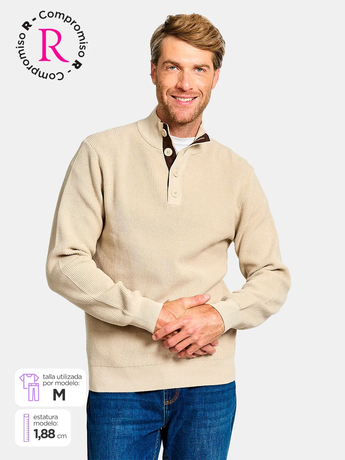 SWEATER HOMBRE KENNETH STEVENS ALGODÓN BOTONES - 1