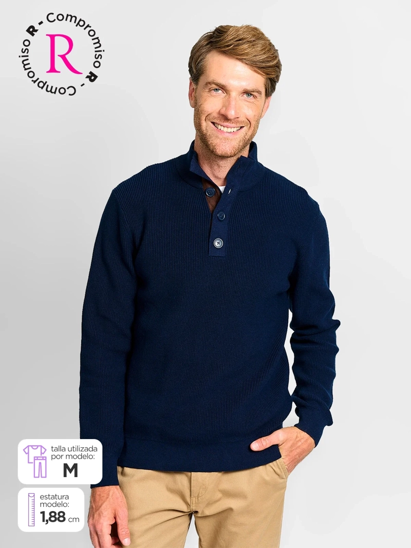 SWEATER HOMBRE KENNETH STEVENS ALGODÓN BOTONES
