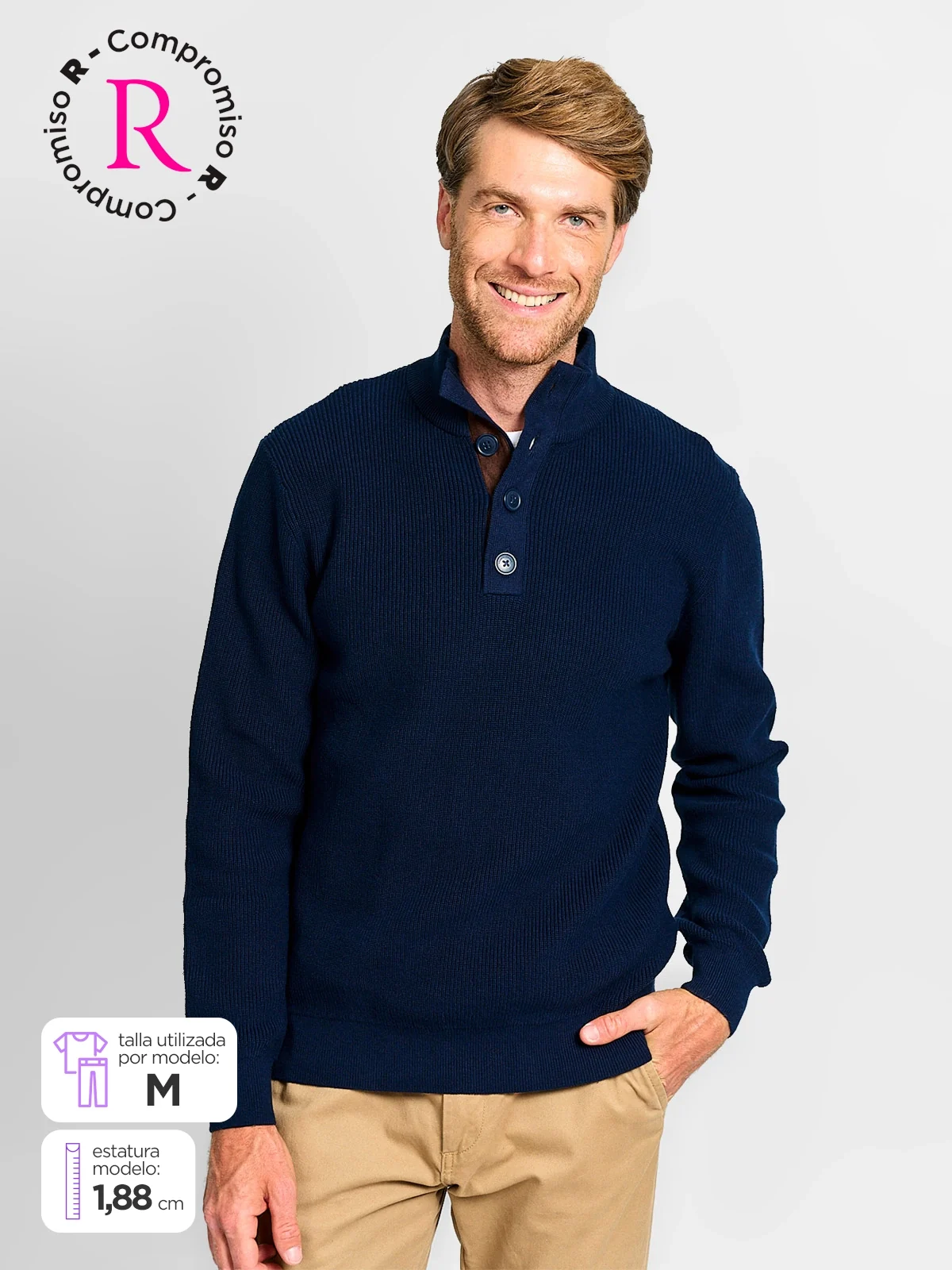 SWEATER HOMBRE KENNETH STEVENS ALGODÓN BOTONES - 1