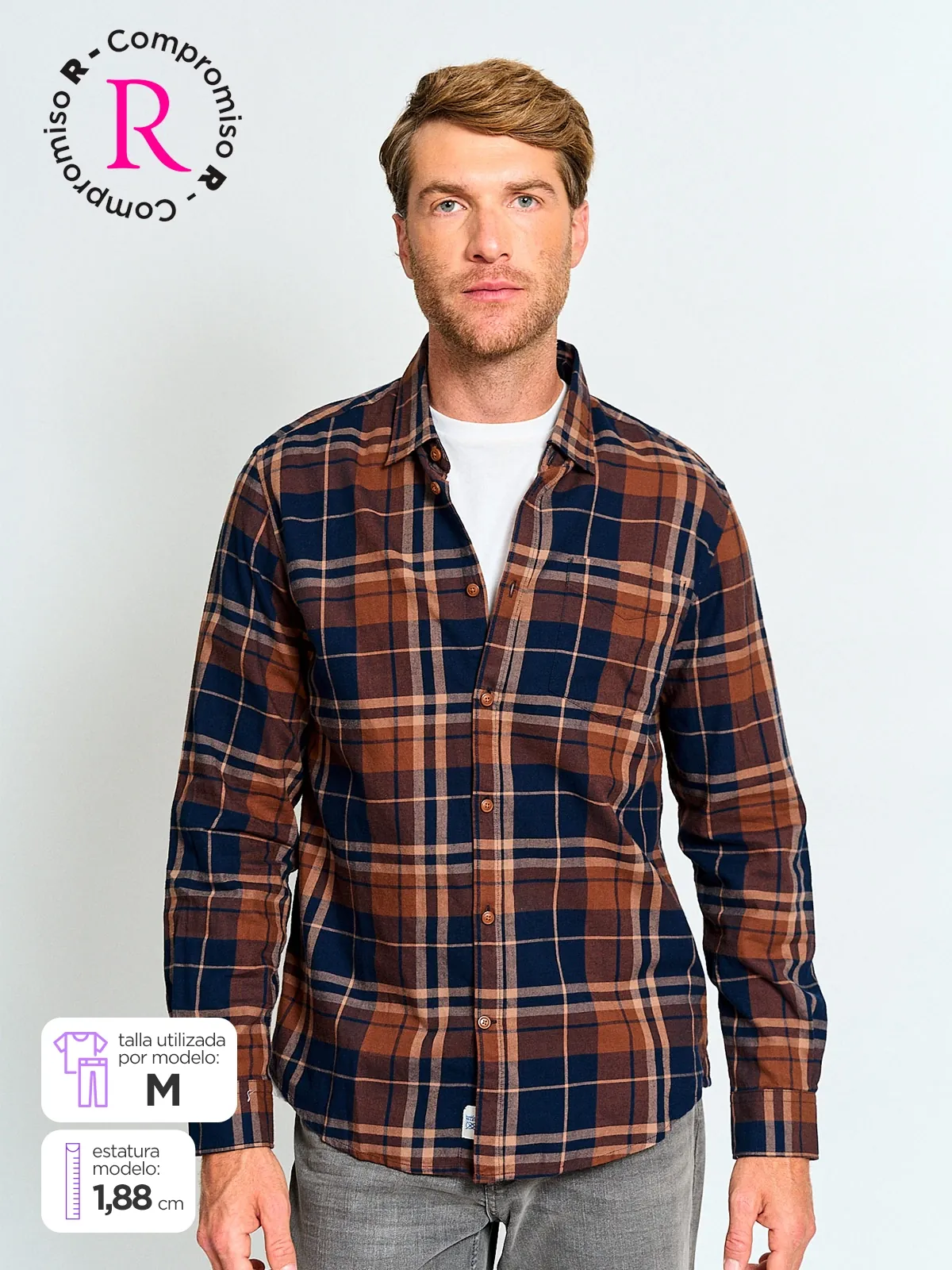 CAMISA HOMBRE REGATTA ALGODÓN MANGA LARGA FRANELA - 1