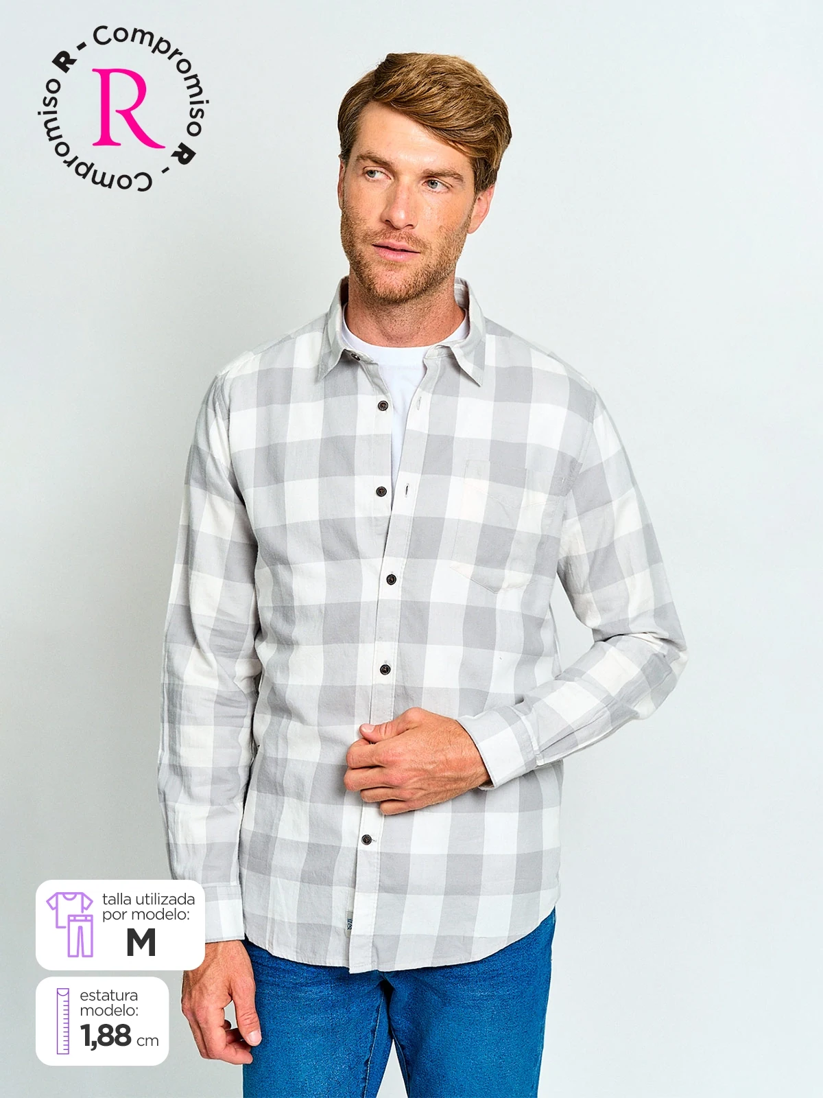 CAMISA HOMBRE REGATTA ALGODÓN MANGA LARGA FRANELA - 1