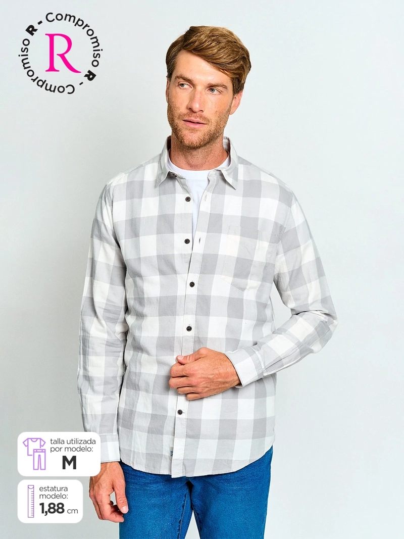 CAMISA HOMBRE REGATTA ALGODÓN MANGA LARGA FRANELA - 1