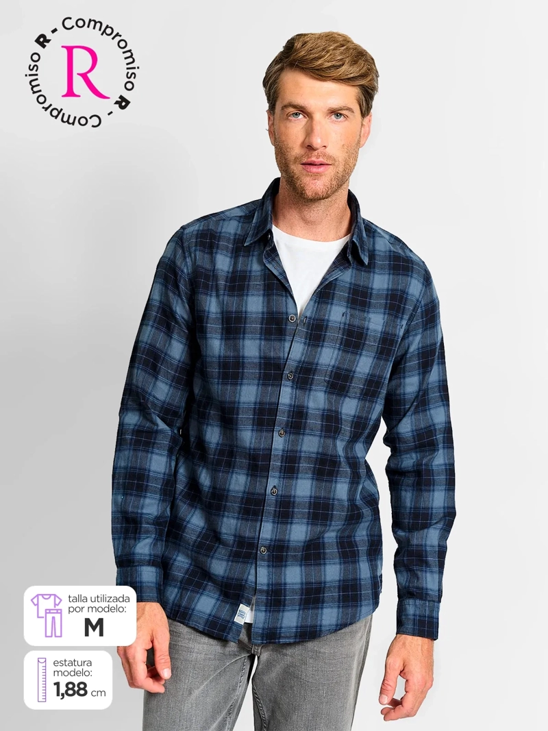 CAMISA HOMBRE REGATTA ALGODÓN MANGA LARGA FRANELA - 1