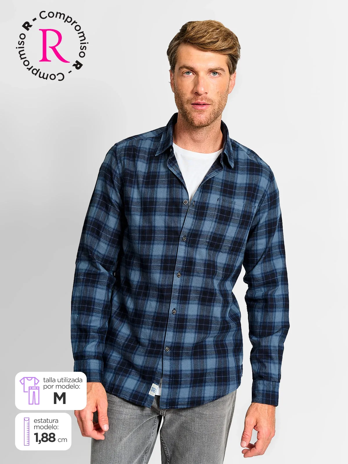 CAMISA HOMBRE REGATTA ALGODÓN MANGA LARGA FRANELA - 1