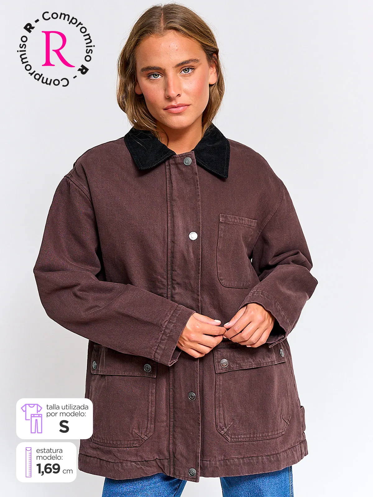 CHAQUETA MUJER BARBADOS ALGODÓN CUELLO COTELÉ - 1