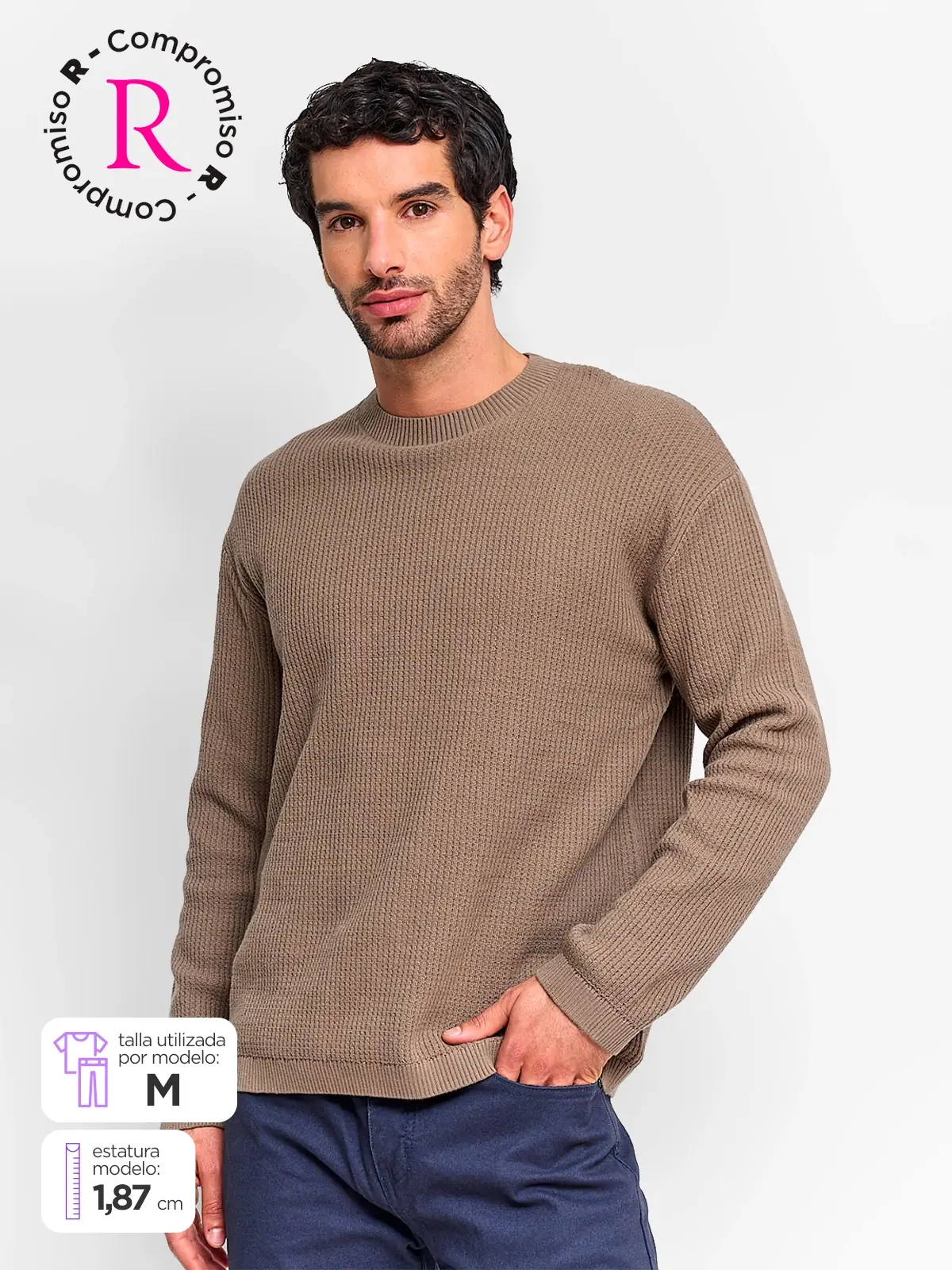 SWEATER HOMBRE INDEX ALGODÓN CUELLO REDONDO - 1