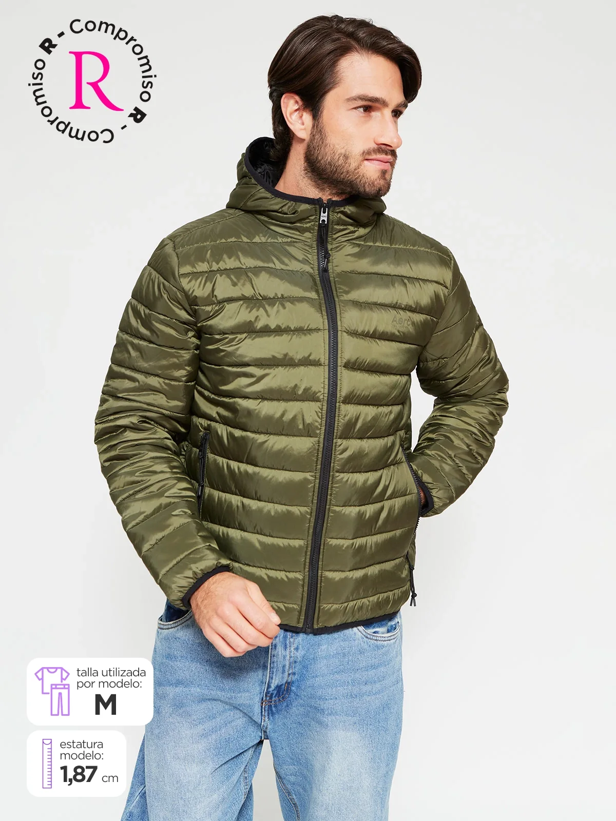 PARKA HOMBRE AEROPOSTALE BÁSICA CAPUCHA - 1
