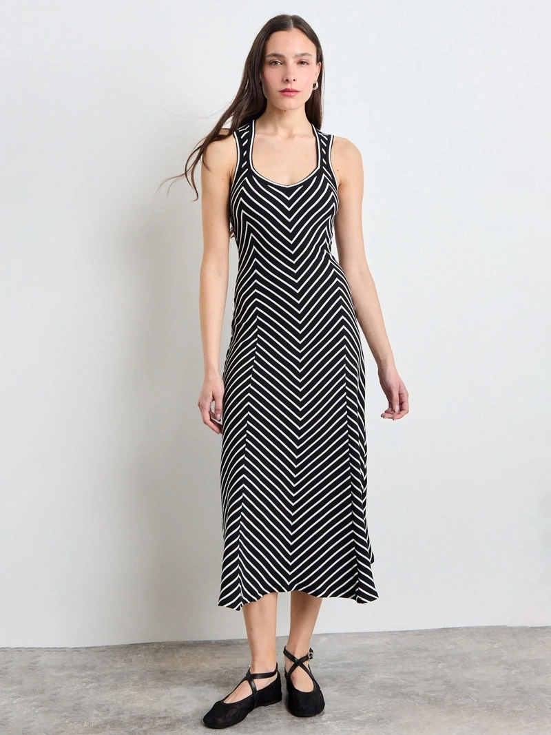 VESTIDO MUJER IO ALGODÓN LARGO RIB BICOLOR - 1