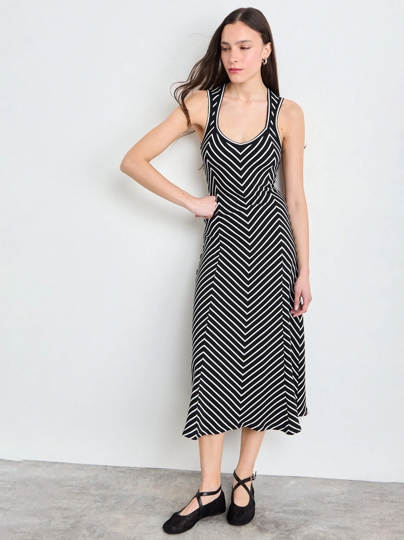 VESTIDO MUJER IO ALGODÓN LARGO RIB BICOLOR - 2