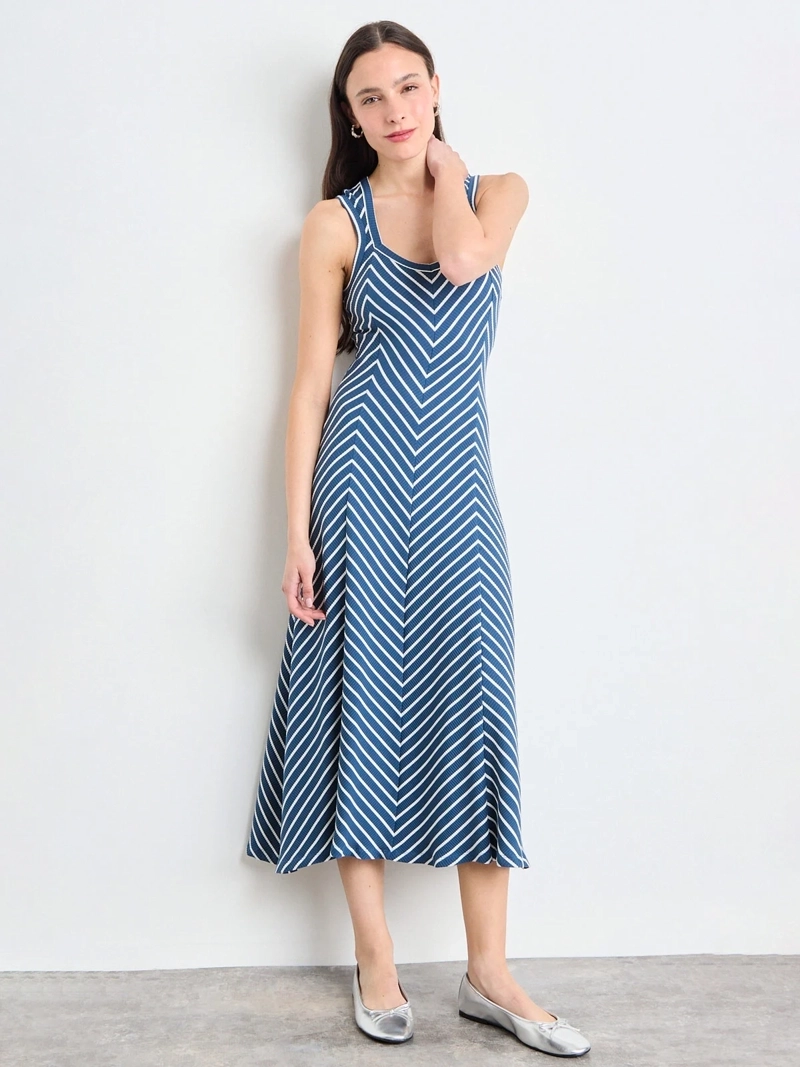 VESTIDO MUJER IO ALGODÓN LARGO RIB BICOLOR - 1