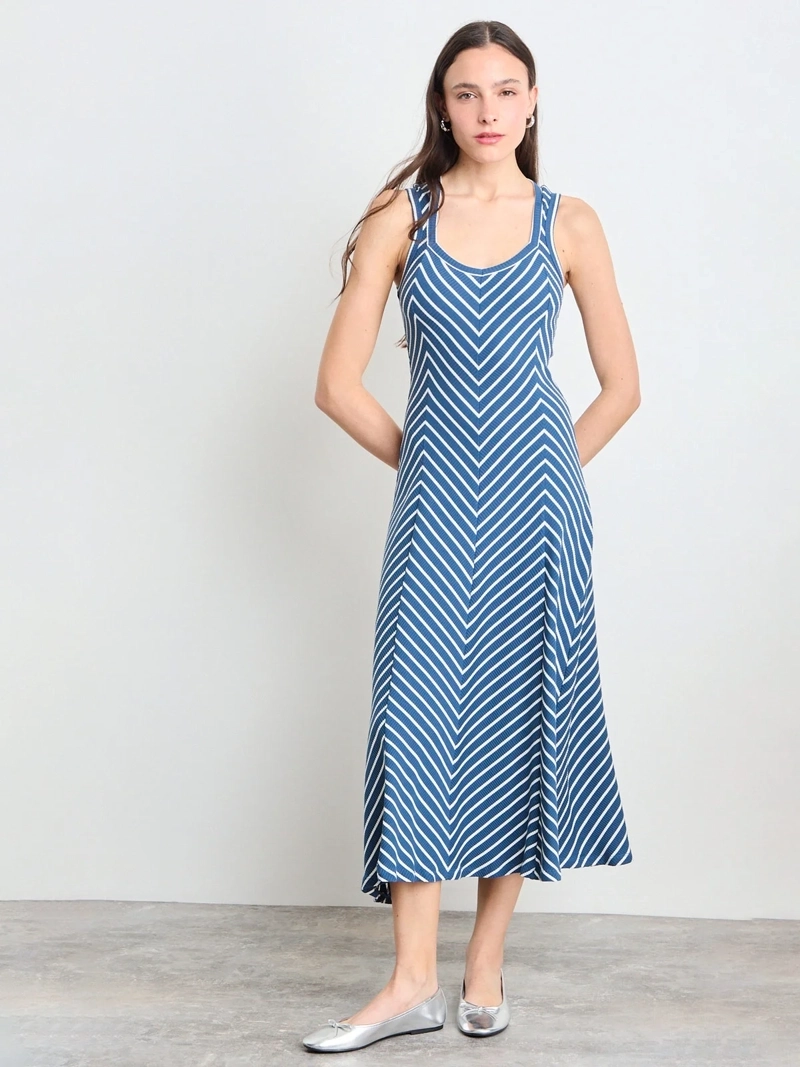 VESTIDO MUJER IO ALGODÓN LARGO RIB BICOLOR - 2