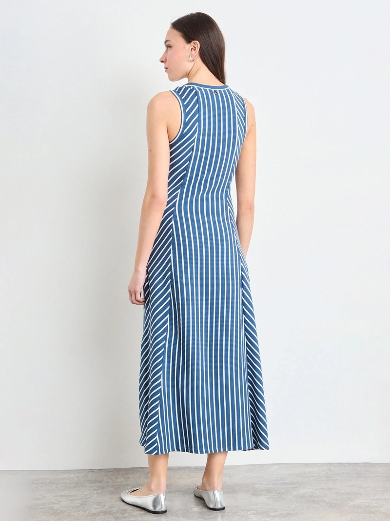 VESTIDO MUJER IO ALGODÓN LARGO RIB BICOLOR - 4