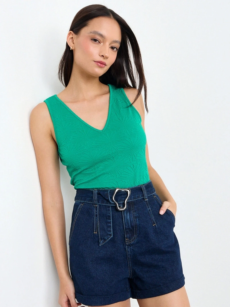 POLERA MUJER IO CUELLO EN V TEXTURA - 3