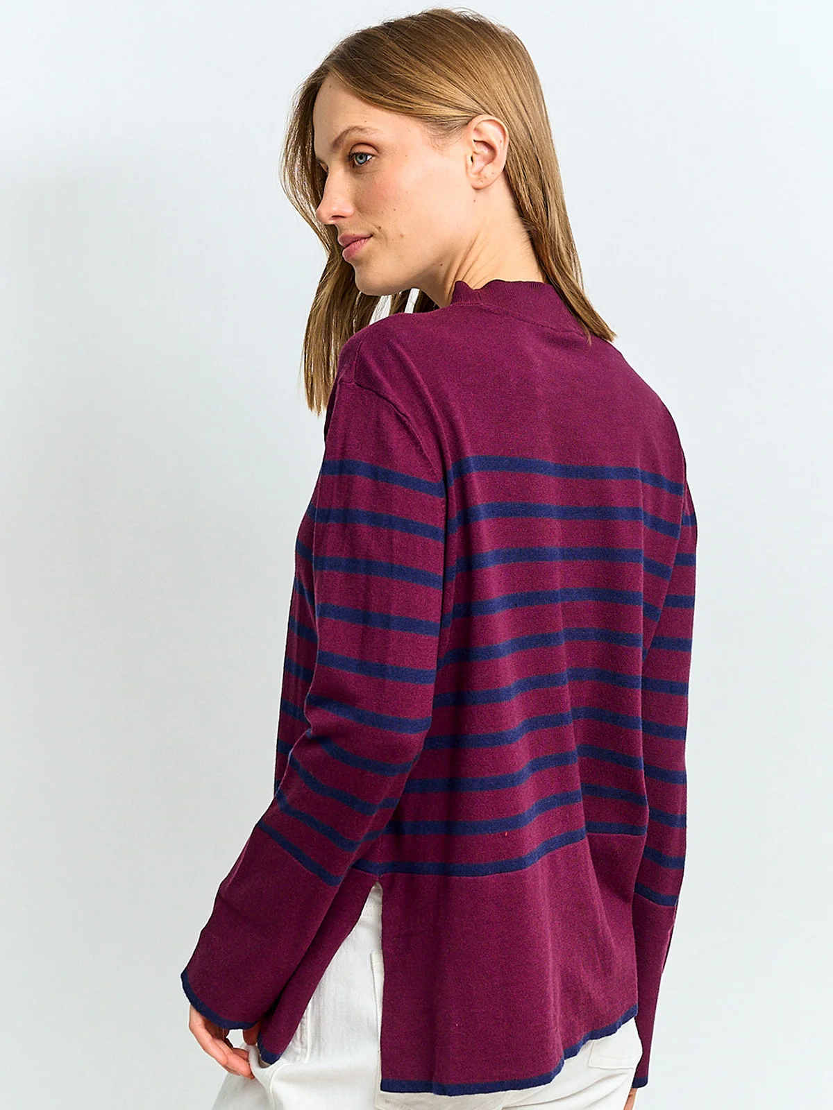 SWEATER MUJER AZIZ CUELLO MOCK RAYADO - 2