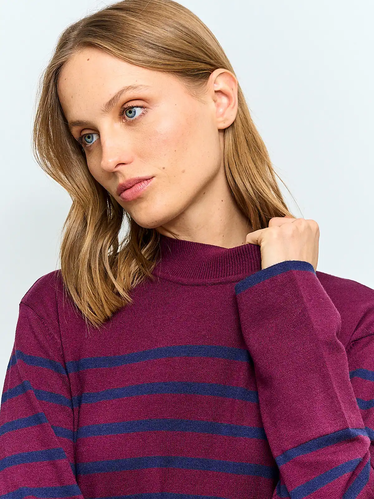 SWEATER MUJER AZIZ CUELLO MOCK RAYADO - 3