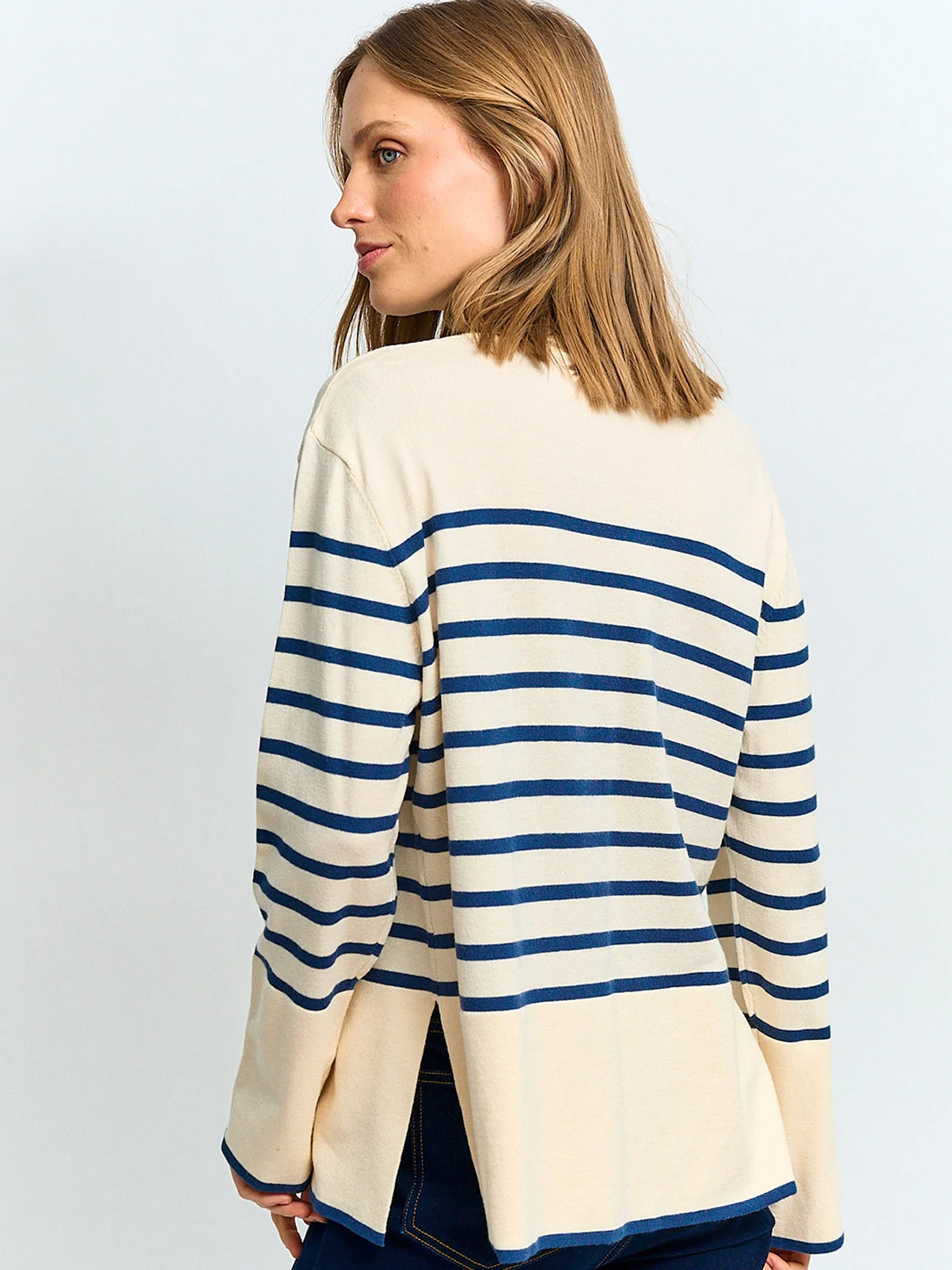 SWEATER MUJER AZIZ CUELLO MOCK RAYADO - 2