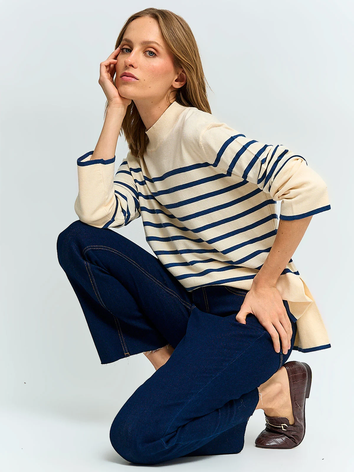 SWEATER MUJER AZIZ CUELLO MOCK RAYADO - 4
